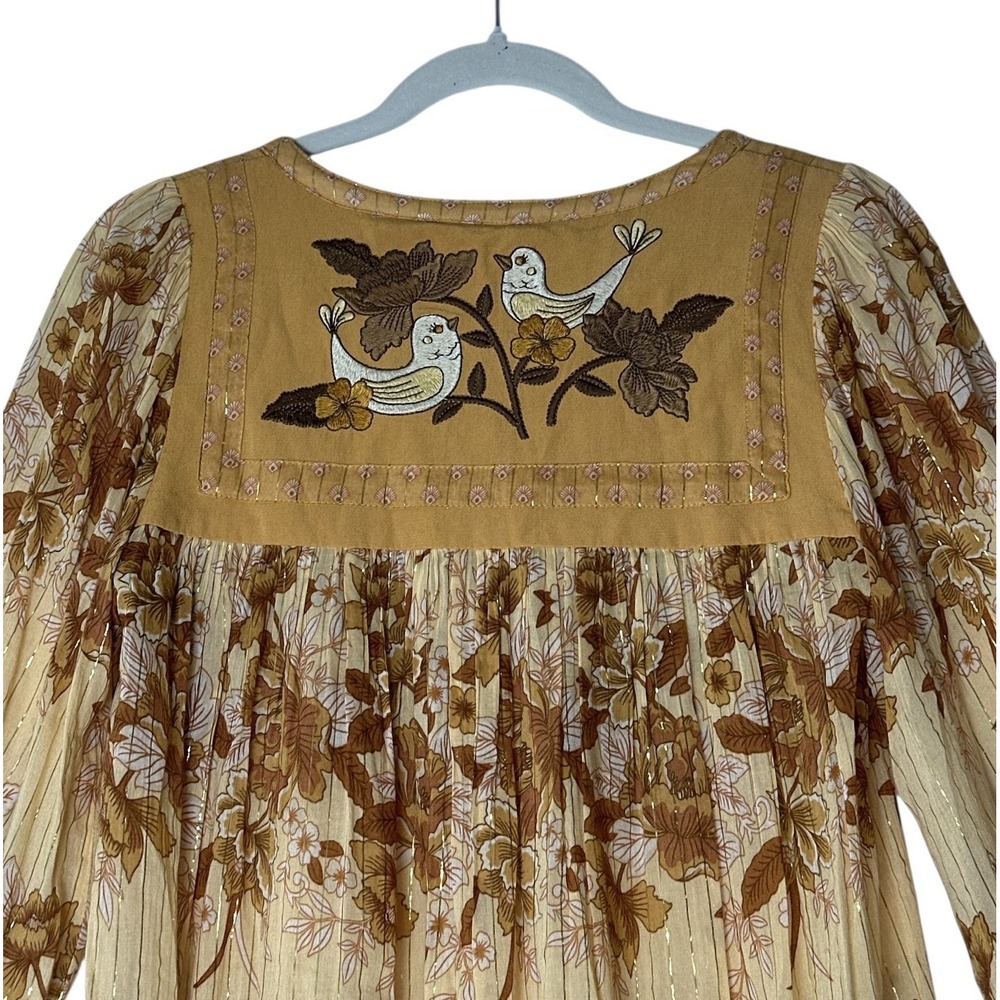 Spell and The Gypsy Coco Lei Blouse Top Women's XS Caramel Boho Embroidered - Picture 11 of 14
